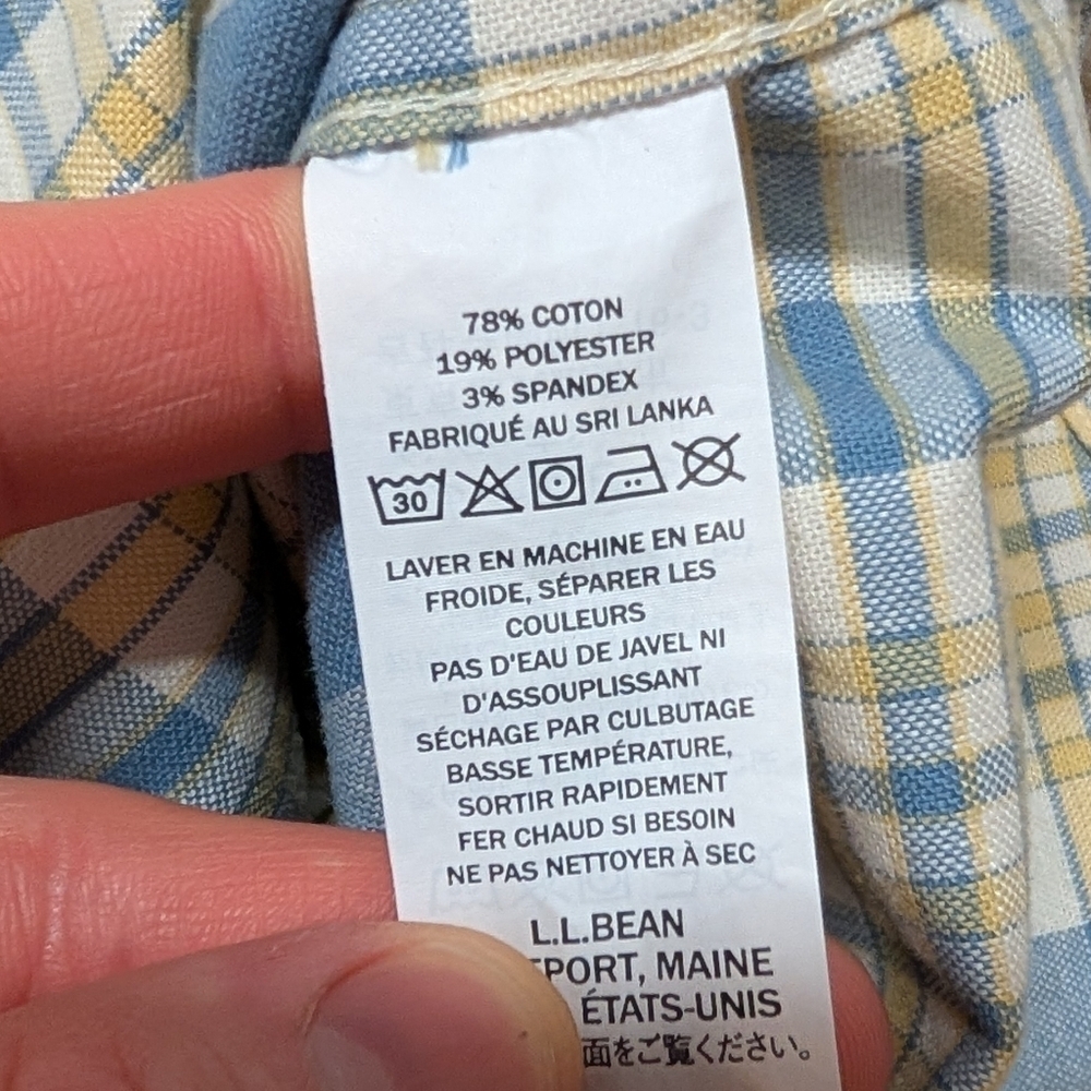 L.L. Bean Men's Large Tall Oxford Plaid Button Down Short Sleeve Shirt - Picture 6 of 7